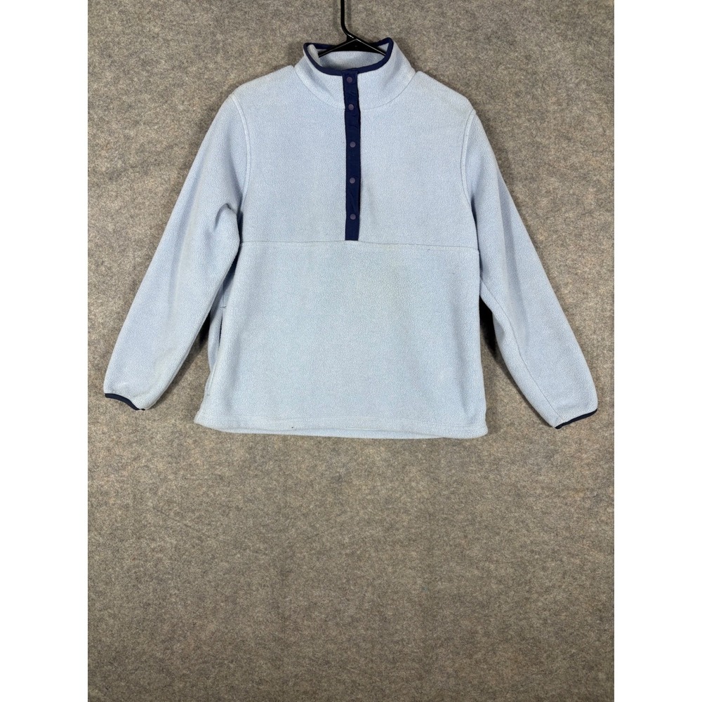 LL Bean Women's Fleece Pullover Top - Button Snap Neck,‎ Blue, Comfort